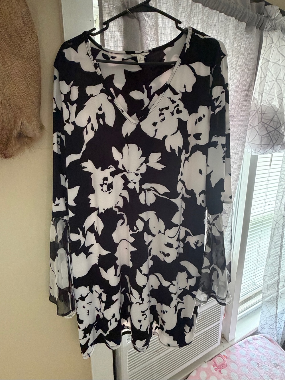 Cato Black and White Floral A-Line Skirt